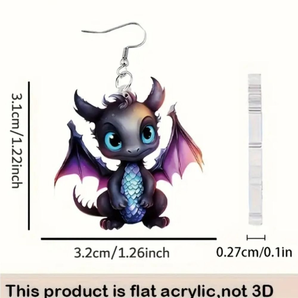 Hand crafted Bat Character Dangle Earrings - Picture 5 of 5
